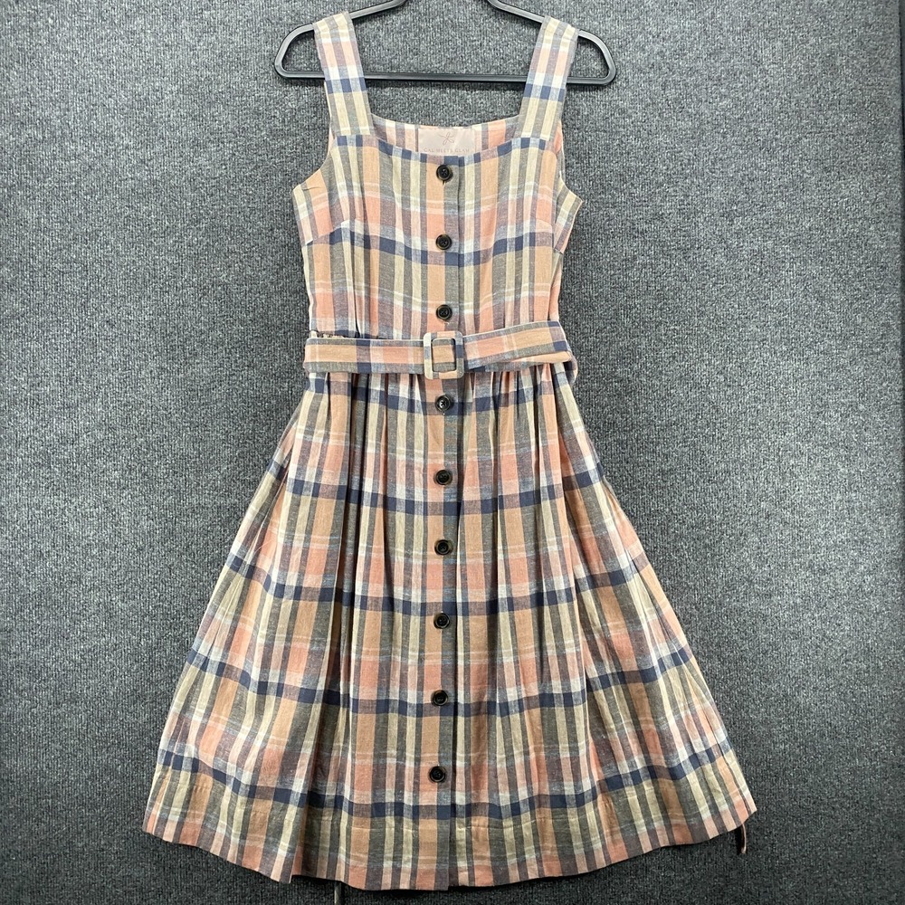 Gal Meets Glam Dress 6 Pink Plaid Button Up Cottagecore Peasant Prairie‎ Farm